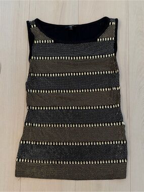 GRAYSE Black Tank Top with Gold Stripe Embellishments
